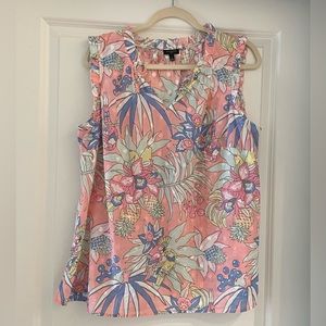 Talbots Multicolor Tropical Print Cotton Tank